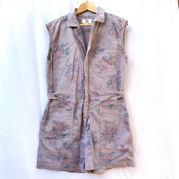 LUCKY BRAND x LAURA ASHLEY PRINTED FLORAL COVERALL SHORT IN SPRING PURPLE - Picture 4 of 10
